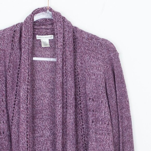 Rebecca Malone Open Front Knit Cardigan Sweater Size Large - Picture 2 of 5